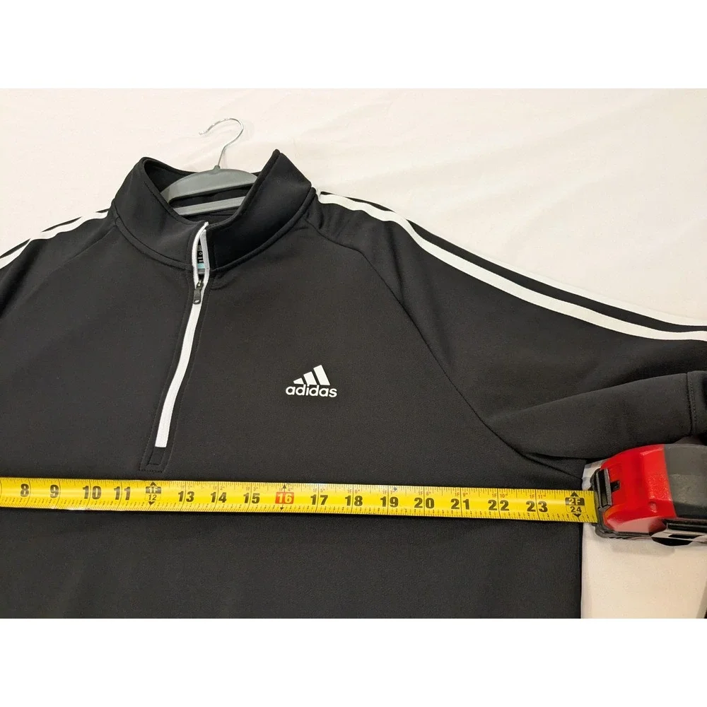Adidas Pullover Men XL Black French Terry 1/4 Zip Golf UPF 50 Mock Nk NWT